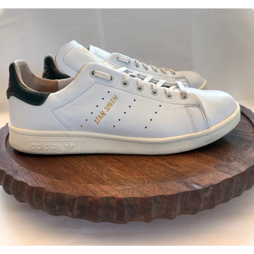 Adidas Stan Smith Classic White Green Leather Sneakers Mens 7.5 HP2201 Lux - Picture 3 of 16